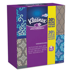KIMBERLY CLARK Ultra Soft Facial Tissue  3-Ply  White  8.75 X 4.5  75/box  4 Box/pack; UNIT OF MEASURE: PG