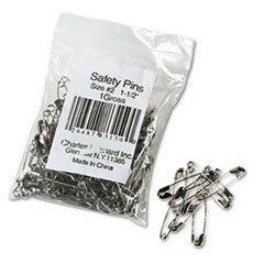 CHARLES LEONARD  INC Safety Pins  Nickel-Plated  Steel  1 1/2in Length  144/pack; UNIT OF MEASURE: PG