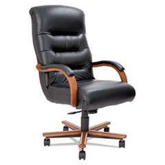 LA-Z-BOY CHAIR COMPANY Horizon Collection Executive High Back Chair  Black Leather/natural Cherry; UNIT OF MEASURE: EA