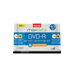 MAXELL CORP. OF AMERICA Dvd-R Recordable Discs  4.7gb  16x  Spindle  White  50/pack; UNIT OF MEASURE: PG ETS NSN5155372
