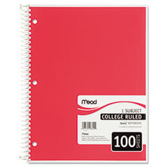 MEAD PRODUCTS Spiral Bound Notebook  College Rule  8in X 10-1/2in  White  100 Sheets; UNIT OF MEASURE: EA