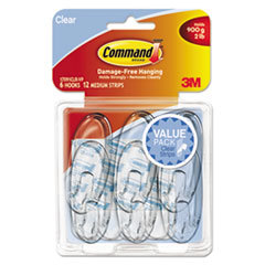 3M/COMMERCIAL TAPE DIV. Clear Hooks &amp; Strips  Plastic  Medium  6 Hooks &amp; 12 Strips/pack; UNIT OF MEASURE: PG