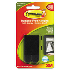 3M/COMMERCIAL TAPE DIV. Picture Hanging Strips  5/8in X 2 3/4in  Black  4/pack; UNIT OF MEASURE: PG