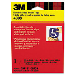 3M/COMMERCIAL TAPE DIV. Foam Mounting Double-Sided Tape  1in Wide X 144in Long; UNIT OF MEASURE: RL