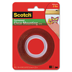 3M/COMMERCIAL TAPE DIV. Double-Sided Mounting Tape  Industrial Strength  1in X 60in  Clear/red Liner; UNIT OF MEASURE: RL