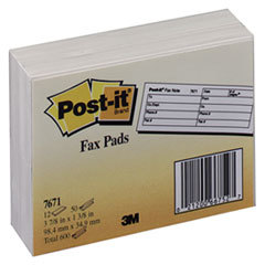 3M/COMMERCIAL TAPE DIV. Fax Transmittal Notes 1-1/2 X 4  White  12 50-Sheet Pads/pack; UNIT OF MEASURE: PG