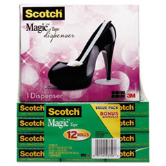 3M/COMMERCIAL TAPE DIV. Magic Tape Value Pack With Black Shoe Dispenser  3/4in X 1000in  12/pack; UNIT OF MEASURE: PG