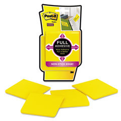 3M/COMMERCIAL TAPE DIV. Full Adhesive Notes  3 X 3  Electric Yellow  4/pack; UNIT OF MEASURE: PG