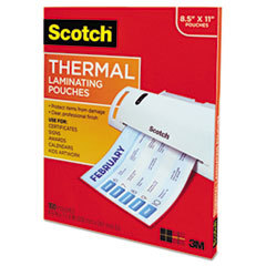 3M/COMMERCIAL TAPE DIV. Letter Size Thermal Laminating Pouches  3 Mil  11 1/2 X 9  100 Per Pack; UNIT OF MEASURE: PG