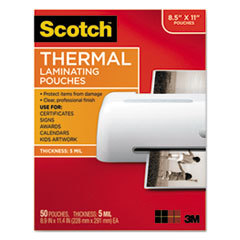 3M/COMMERCIAL TAPE DIV. Letter Size Thermal Laminating Pouches  5 Mil  11 1/2 X 9  50/pack; UNIT OF MEASURE: PG