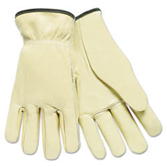 MCR SAFETY Full Leather Cow Grain Driver Gloves  Tan  Large  12 Pairs; UNIT OF MEASURE: DZ