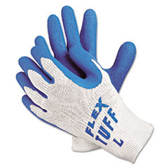 MCR SAFETY Flextuff Latex Dipped Gloves  White/blue  Large  12 Pairs; UNIT OF MEASURE: DZ