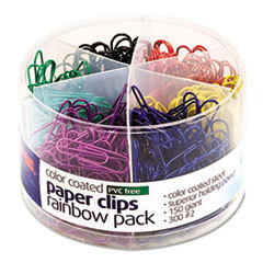 OFFICEMATE INTERNATIONAL CORP. Plastic Coated Paper Clips  Assorted Colors  300 Small Clips  150 Giant Clips; UNIT OF MEASURE: PG