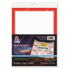PACON CORPORATION Self-Adhesive Project Paper  8-1/2 X 11  White With Red Border  8/pack; UNIT OF MEASURE: PG
