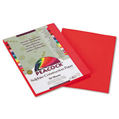 PACON CORPORATION Peacock Sulphite Construction Paper  76 Lbs.  9 X 12  Red  50 Sheets/pack; UNIT OF MEASURE: PG