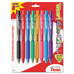 PENTEL OF AMERICA Wow! Retractable Ballpoint Pen  1mm  Assorted Barrel  Assorted Ink  8/pack; UNIT OF MEASURE: PG