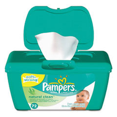 PROCTER &amp; GAMBLE Natural Clean Baby Wipes  Unscented  White  Cotton  72/tub  8 Tub/carton; UNIT OF MEASURE: EA