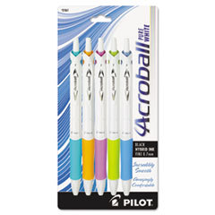 PILOT CORP. OF AMERICA Acroball Purewhite Pen  .7mm  Black Ink  Turq/orange/purple/lime/blue  5/pack; UNIT OF MEASURE: PG