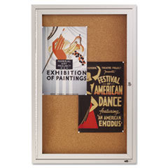 ACCO BRANDS  INC. Enclosed Bulletin Board  Natural Cork/fiberboard  24 X 36  Silver Aluminum Frame; UNIT OF MEASURE: EA