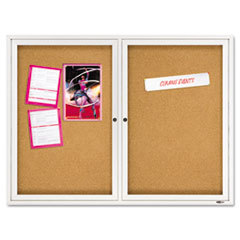 ACCO BRANDS  INC. Enclosed Bulletin Board  Natural Cork/fiberboard  48 X 36  Silver Aluminum Frame; UNIT OF MEASURE: EA