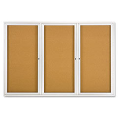 ACCO BRANDS  INC. Enclosed Bulletin Board  Natural Cork/fiberboard  72 X 48  Silver Aluminum Frame; UNIT OF MEASURE: EA