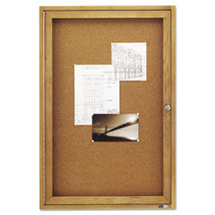 ACCO BRANDS  INC. Enclosed Bulletin Board  Natural Cork/fiberboard  24 X 36  Oak Frame; UNIT OF MEASURE: EA