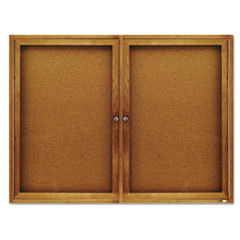 ACCO BRANDS  INC. Enclosed Bulletin Board  Natural Cork/fiberboard  48 X 36  Oak Frame; UNIT OF MEASURE: EA