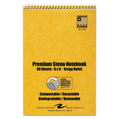 ROARING SPRING PAPER PRODUCTS Usda Certified Bio-Preferred Steno Book  Gregg  6 X 9  60 Pages  White  12/pack; UNIT OF MEASURE: PG
