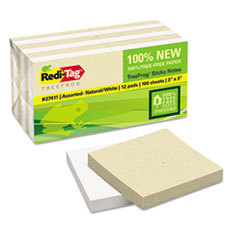 REDI-TAG CORPORATION Sugar Cane Self-Stick Notes  3 X 3  White/natural  100 Sheets/pad  12 Pads/pk; UNIT OF MEASURE: PG