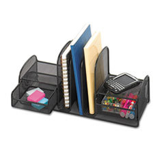 SAFCO PRODUCTS Onyx Mesh Desk Organizer  Three Sections/two Baskets  17 X 6 3/4 X 7  Black; UNIT OF MEASURE: EA