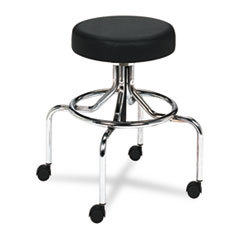 SAFCO PRODUCTS Screw Lift Stool W/high Base  Height-Adjustable  25-33h  Chrome/black; UNIT OF MEASURE: EA