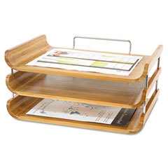 SAFCO PRODUCTS Desk Tray  Three Tiers  Bamboo  Letter  Natural Finish; UNIT OF MEASURE: EA