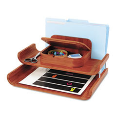 SAFCO PRODUCTS Bamboo Desktop Organizer With Trays  14 3/4 X 12 1/4 X 7 1/2  Cherry; UNIT OF MEASURE: EA