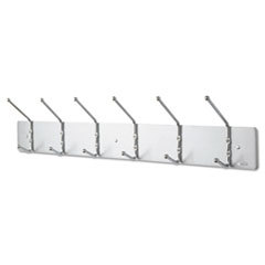 SAFCO PRODUCTS Metal Wall Rack  Six Ball-Tipped Double-Hooks  36w X 3-3/4d X 7h  Chrome; UNIT OF MEASURE: EA