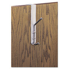 SAFCO PRODUCTS Over-The-Door Double Coat Hook  Chrome-Plated Steel  Satin Aluminum Base; UNIT OF MEASURE: EA