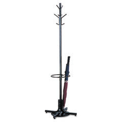 SAFCO PRODUCTS Metal Costumer W/umbrella Holder  Four Ball-Tipped Double-Hooks  Black; UNIT OF MEASURE: EA