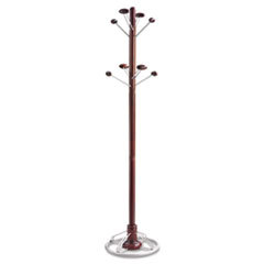 SAFCO PRODUCTS Modern Costumer  Eight Hook  Wood/steel  18-1/2w X 18-1/2d X 69h  Mahogany; UNIT OF MEASURE: EA
