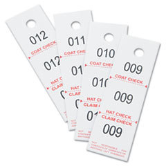 SAFCO PRODUCTS Three-Part Coat Room Checks  Paper  1 1/2 X 5  White  500/pack; UNIT OF MEASURE: PG