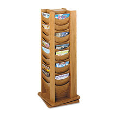 SAFCO PRODUCTS Rotary Display  48 Compartments  17-3/4w X 17-3/4d X 49-1/2h  Medium Oak; UNIT OF MEASURE: EA