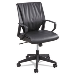 SAFCO PRODUCTS Priya Series Leather Executive Mid-Back Chair  Loop Arms  Black Back/black Seat; UNIT OF MEASURE: EA