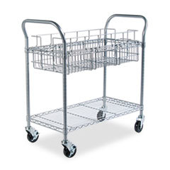 SAFCO PRODUCTS Wire Mail Cart  600-Lb Cap  18-3/4w X 39d X 38-1/2h  Metallic Gray; UNIT OF MEASURE: EA