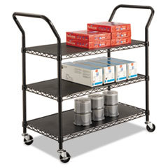 SAFCO PRODUCTS Wire Utility Cart  Three-Shelf  43-3/4w X 19-1/4d X 40-1/2h  Black; UNIT OF MEASURE: EA