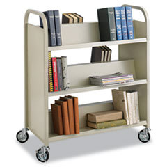 SAFCO PRODUCTS Steel Slant Shelf Book Cart  Six-Shelf  36w X 18-1/2d X 43-1/2h  Sand; UNIT OF MEASURE: EA