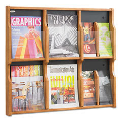 SAFCO PRODUCTS Expose Adj Magazine/pamphlet Six Pocket Display  29-3/4w X 26-1/4h  Medium Oak; UNIT OF MEASURE: EA