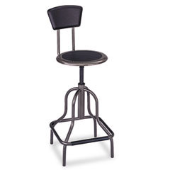 SAFCO PRODUCTS Diesel Series Industrial Stool W/back  High Base  Black Leather Seat/back Pad; UNIT OF MEASURE: EA