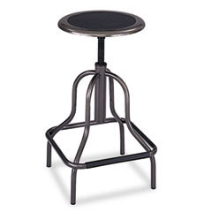 SAFCO PRODUCTS Diesel Series Backless Industrial Stool  High Base  Black Leather Seat; UNIT OF MEASURE: EA