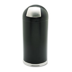 SAFCO PRODUCTS Dome Receptacle W/spring-Loaded Door  Round  Steel  15gal  Black; UNIT OF MEASURE: EA