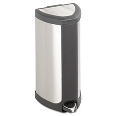 SAFCO PRODUCTS Step-On Waste Receptacle  Triangular  Stainless Steel  4gal  Chrome/black; UNIT OF MEASURE: EA