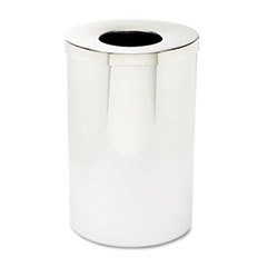 SAFCO PRODUCTS Reflections Open-Top Receptacle  Round  Steel  35gal  Chrome/black; UNIT OF MEASURE: EA