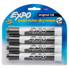 SANFORD Dry Erase Markers  Chisel Tip  Black  4/pack; UNIT OF MEASURE: PG